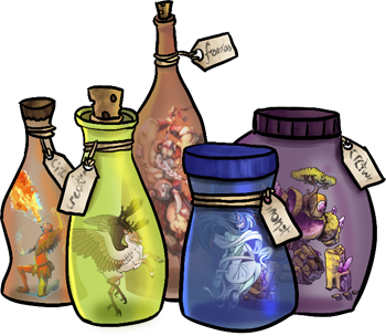 Jars illustrating that you can organize your RP character profiles by genre