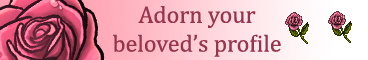 A pink rose on a white and pink background. Text reads: Adorn your beloved's profile